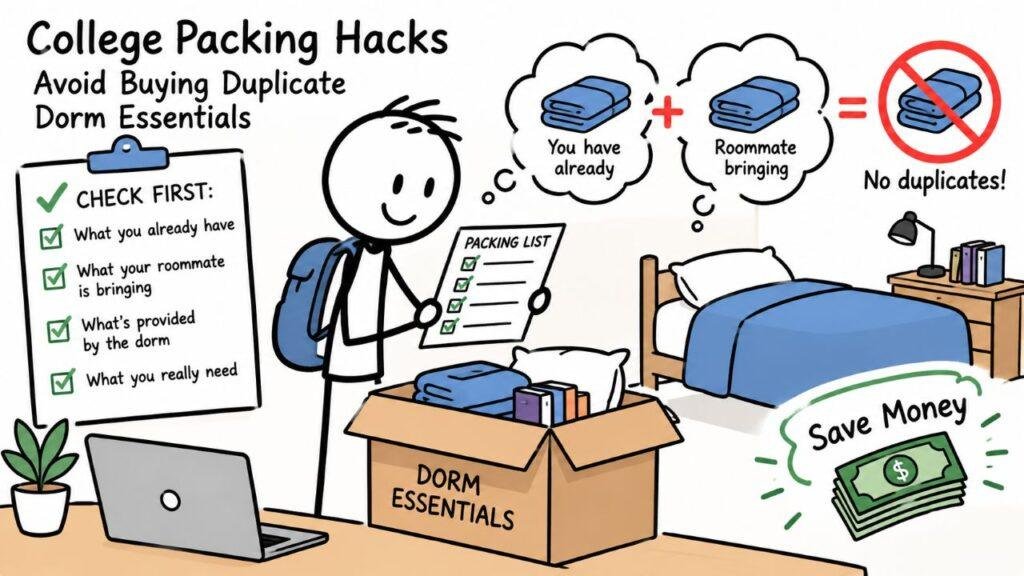 Ultimate dorm room packing list for college students.